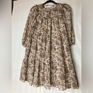 Zara Kids Floral Print Blouse - Beige and Gold